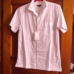 NWT Men’s white poplin organic cotton camp shirt. Small.